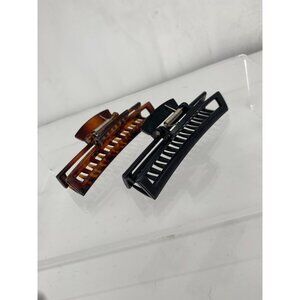 2 Unmarked Hair Clips Brown Black Great for Flipped Ponytail French Twist Hold